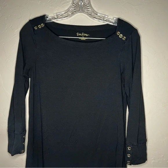 Lilly Pulitzer Sophie Onyx Black UPF 50+‎ Gold Accent Buttons Dress - Picture 8 of 13